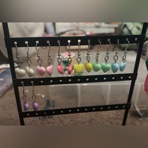 Handmade multi color heart earrings